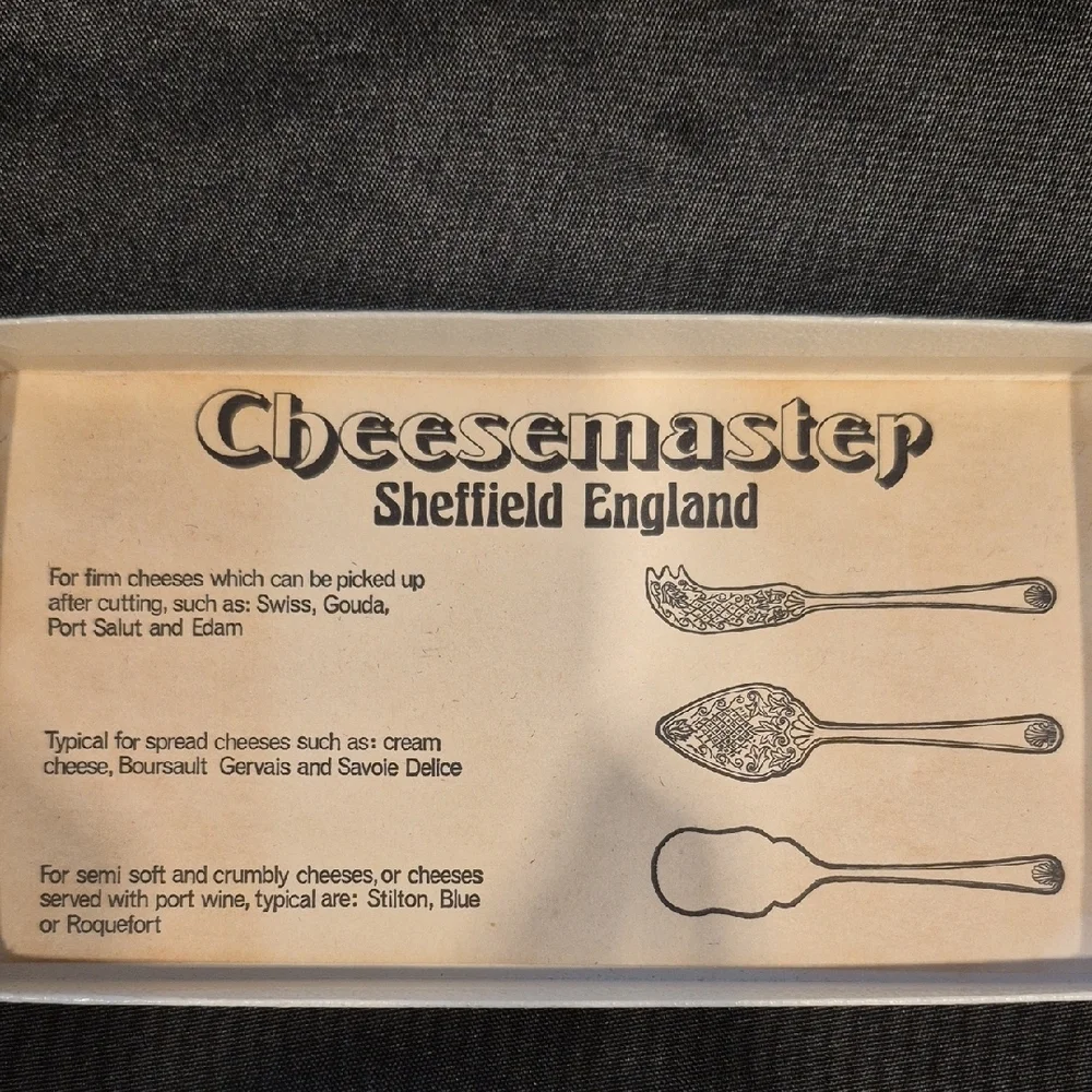 Sheffield England Cheesemaster Silver Plated 3 Piece Knive Set By William Adams